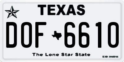 TX license plate DOF6610