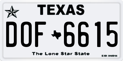 TX license plate DOF6615