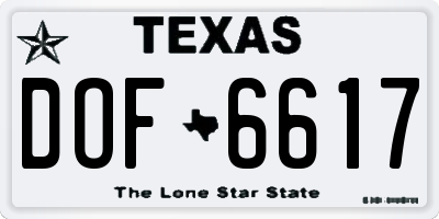 TX license plate DOF6617