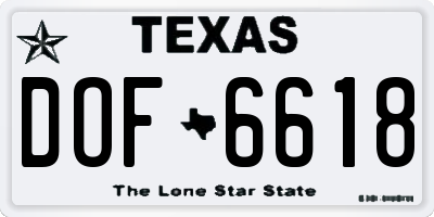 TX license plate DOF6618