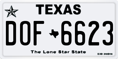 TX license plate DOF6623