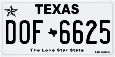 TX license plate DOF6625