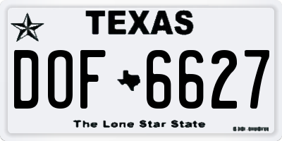 TX license plate DOF6627