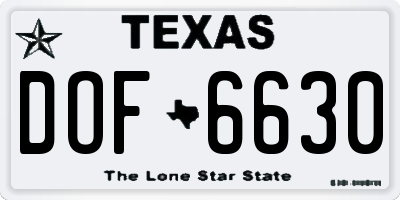 TX license plate DOF6630