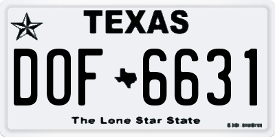 TX license plate DOF6631