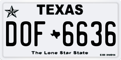 TX license plate DOF6636