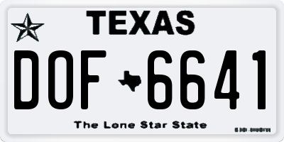 TX license plate DOF6641