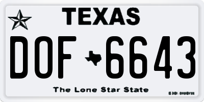 TX license plate DOF6643