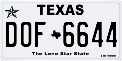 TX license plate DOF6644