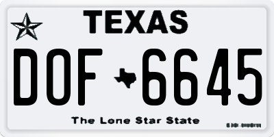 TX license plate DOF6645