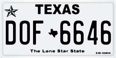 TX license plate DOF6646