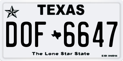 TX license plate DOF6647