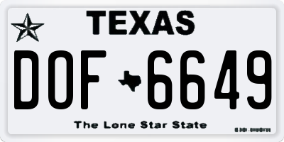TX license plate DOF6649