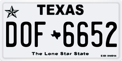 TX license plate DOF6652