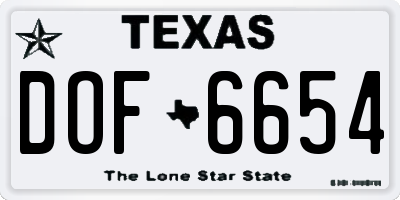 TX license plate DOF6654