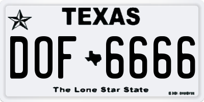 TX license plate DOF6666