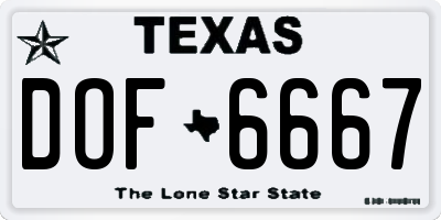 TX license plate DOF6667