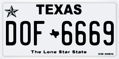 TX license plate DOF6669