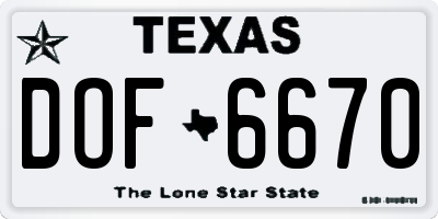 TX license plate DOF6670
