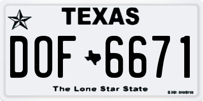 TX license plate DOF6671