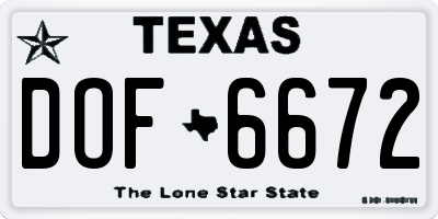 TX license plate DOF6672