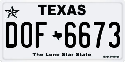TX license plate DOF6673