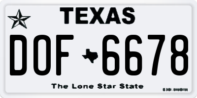 TX license plate DOF6678