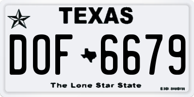 TX license plate DOF6679