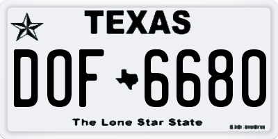 TX license plate DOF6680