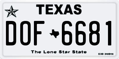 TX license plate DOF6681