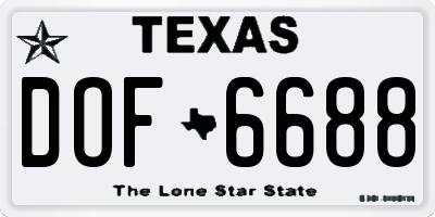 TX license plate DOF6688