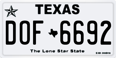 TX license plate DOF6692