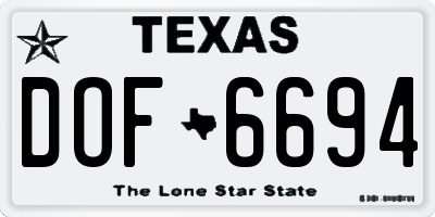 TX license plate DOF6694