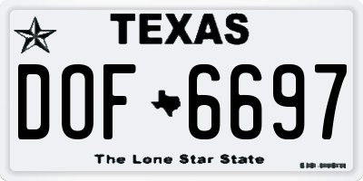 TX license plate DOF6697