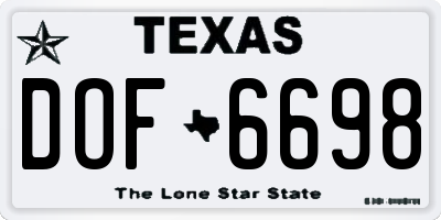 TX license plate DOF6698