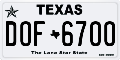 TX license plate DOF6700