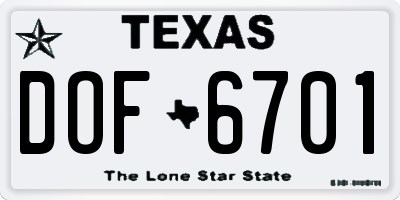 TX license plate DOF6701