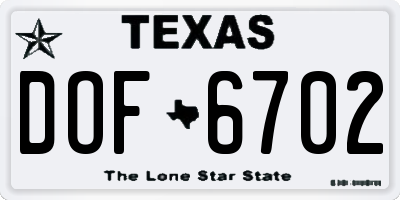 TX license plate DOF6702