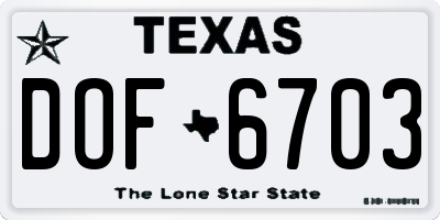 TX license plate DOF6703