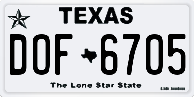 TX license plate DOF6705