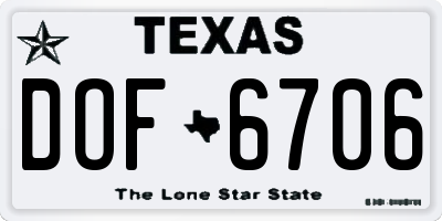 TX license plate DOF6706