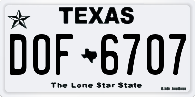 TX license plate DOF6707