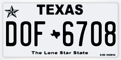 TX license plate DOF6708