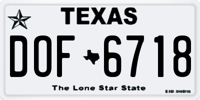 TX license plate DOF6718