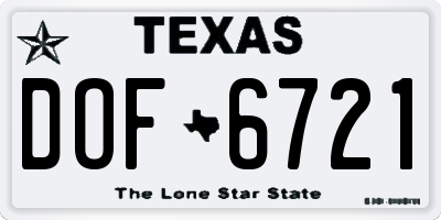 TX license plate DOF6721