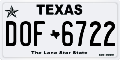 TX license plate DOF6722