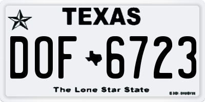 TX license plate DOF6723