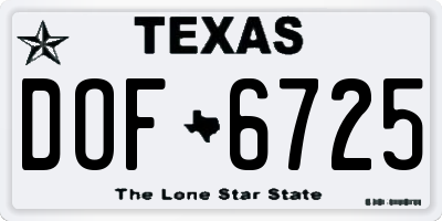 TX license plate DOF6725