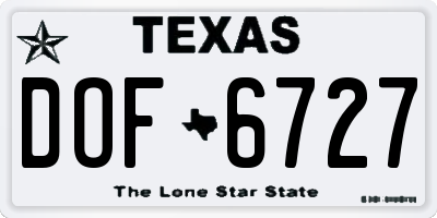 TX license plate DOF6727