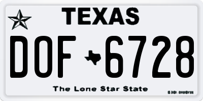 TX license plate DOF6728